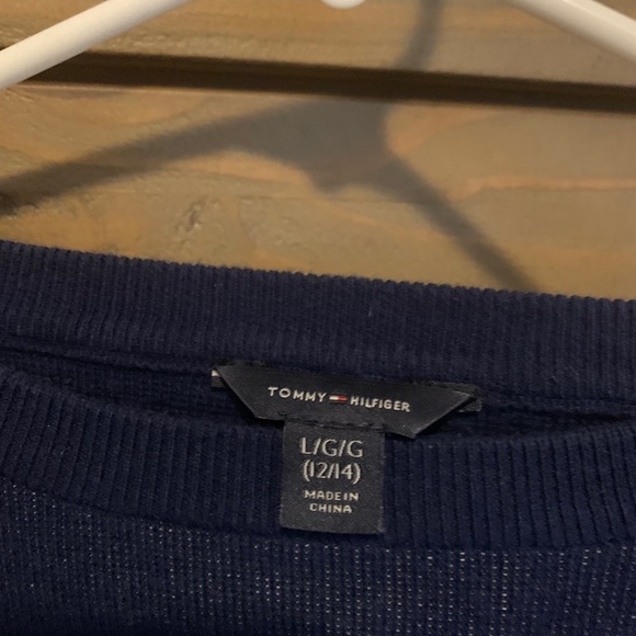 Tommy Hilfiger Girls Navy High Low Sweater - Picture 2 of 2